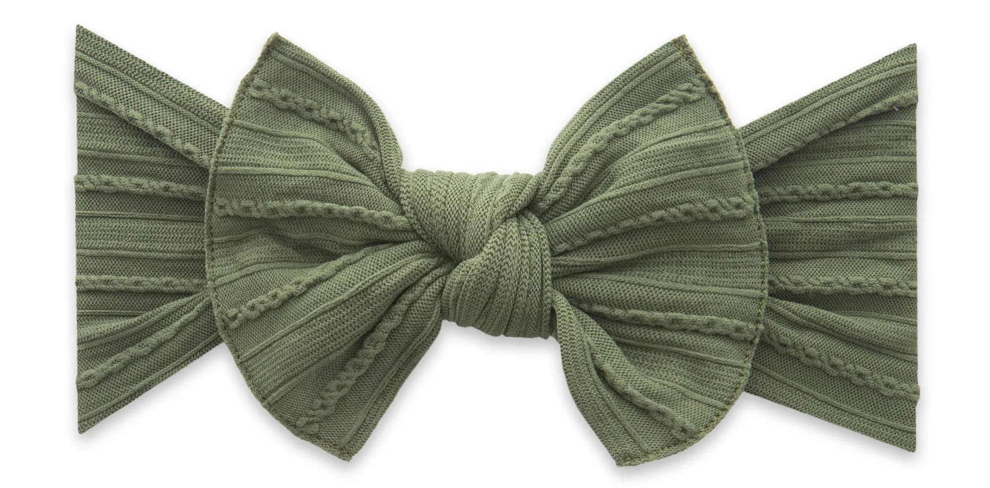 Baby Bling Army Green Cable Knit Knot Headband