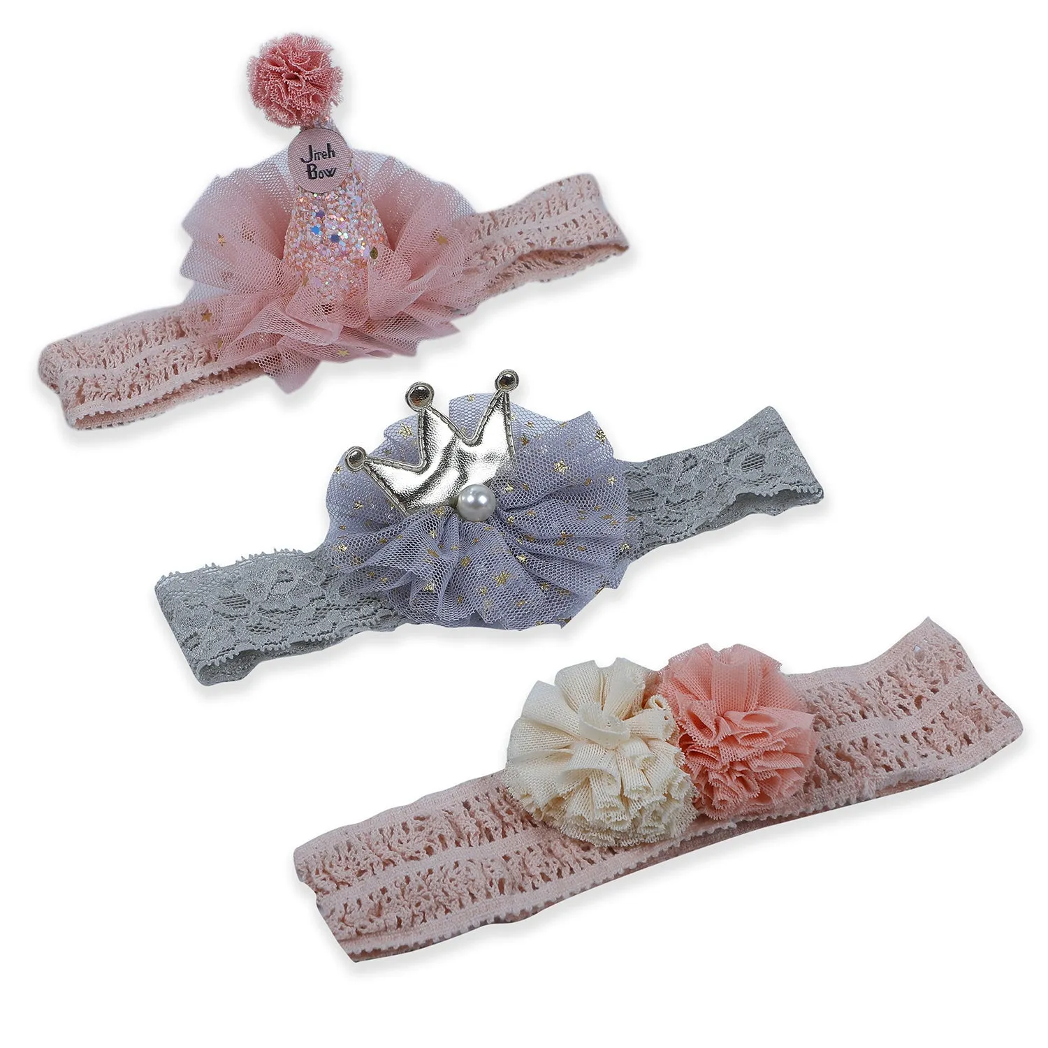 Baby Moo Princess Crown Headband Set of 3 - Pink