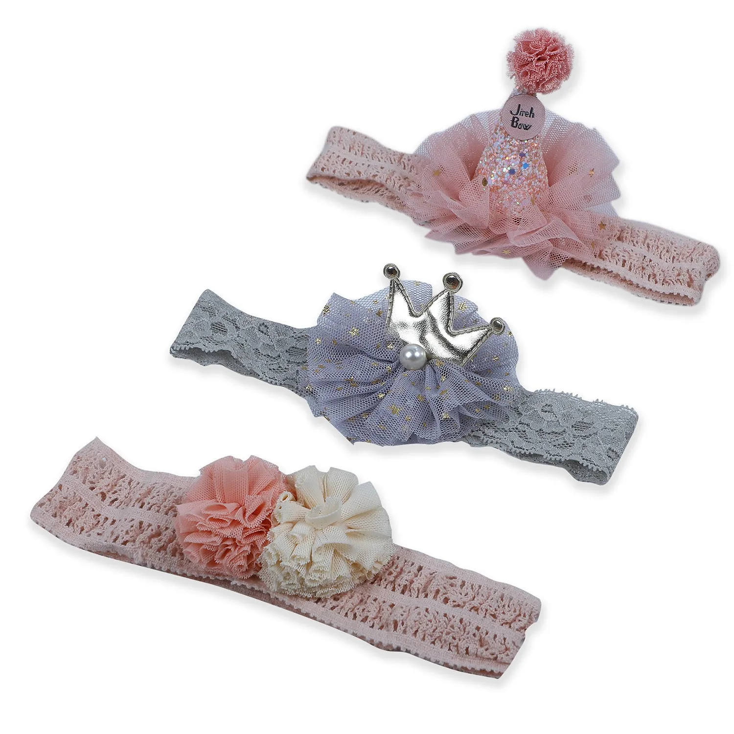 Baby Moo Princess Crown Headband Set of 3 - Pink