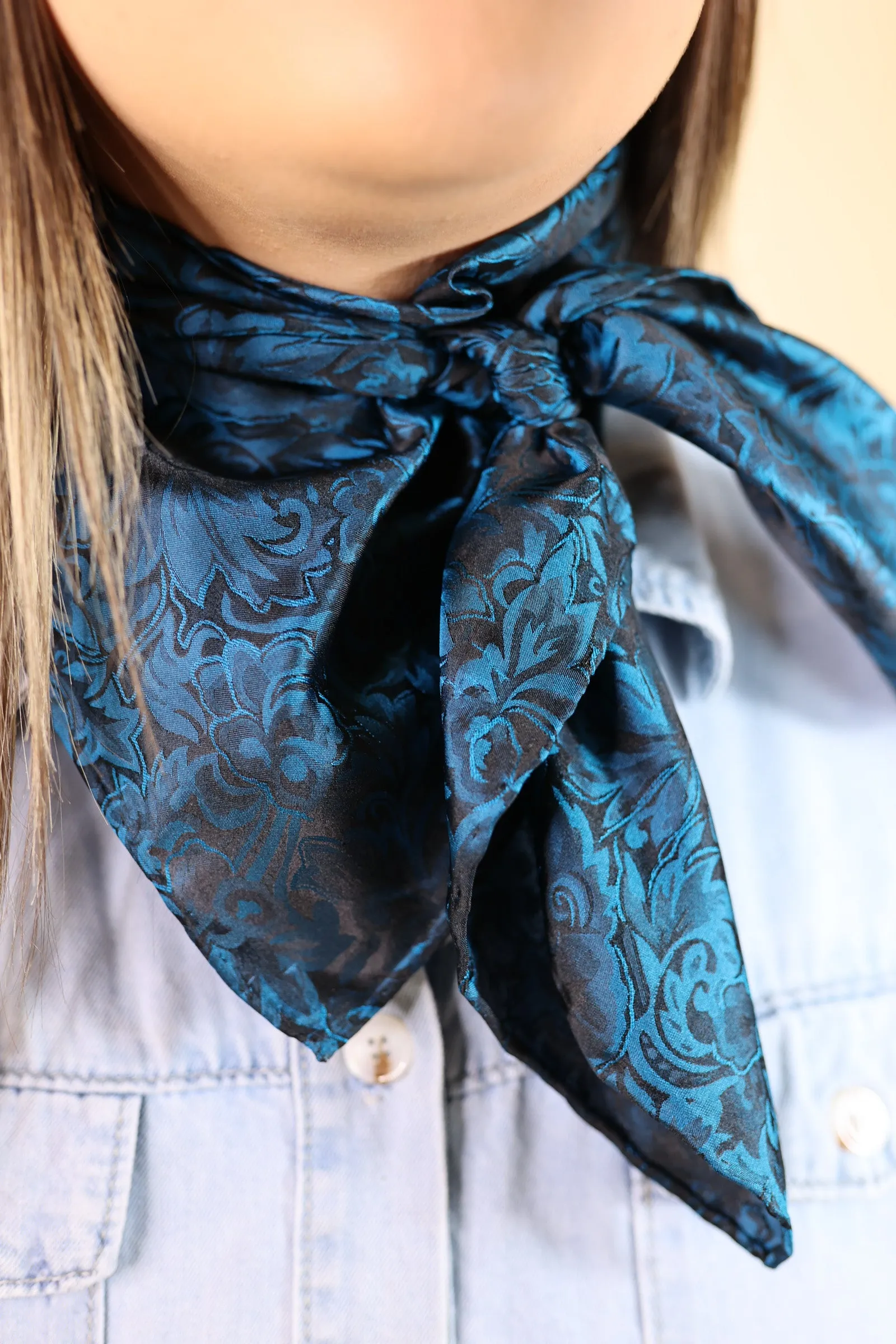 Baroque Silk Wild Rag in Cobalt Blue