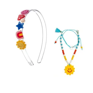 Be Happy Headband & Happy Sun Necklace Combo