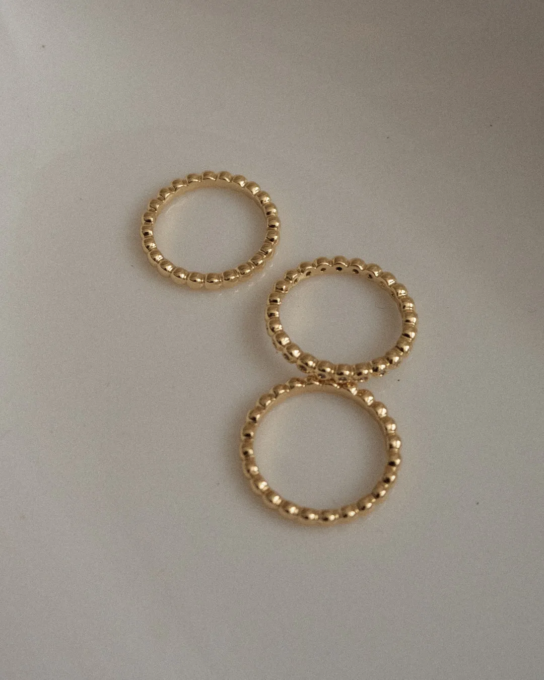 Beaded Diamonte Ring Set- Silver