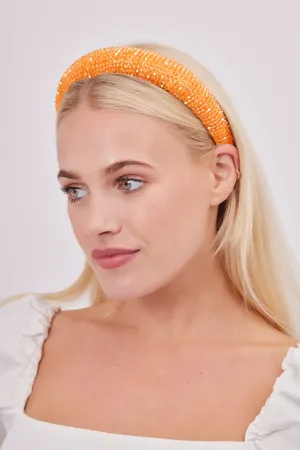 Beaded Headband in Orange