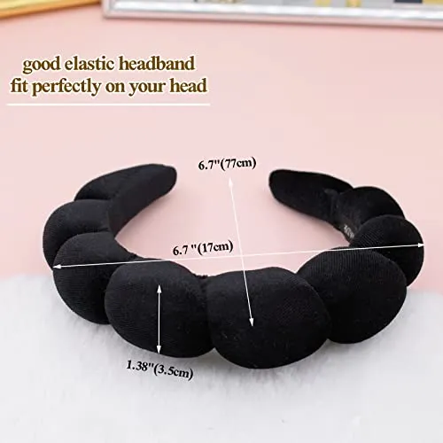 BEGOOD Spa Headband for Washing Face Skincare Headbands Sponge Makeup Headband Terry Towel Cloth Hairband Bubble Head Band Puffy Headwear Hair Accessory (Beige)