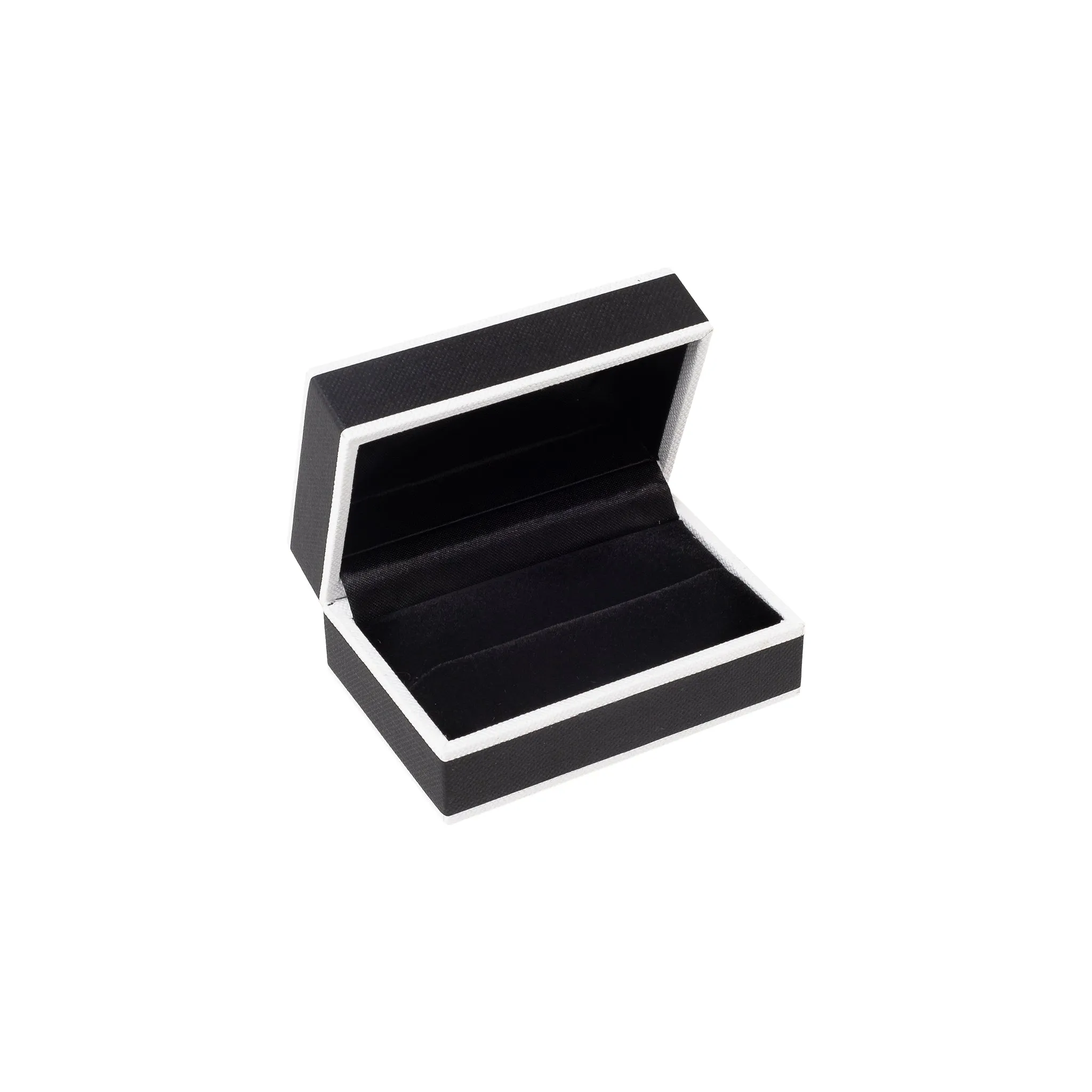 Black and White Cufflink Double Ring Box