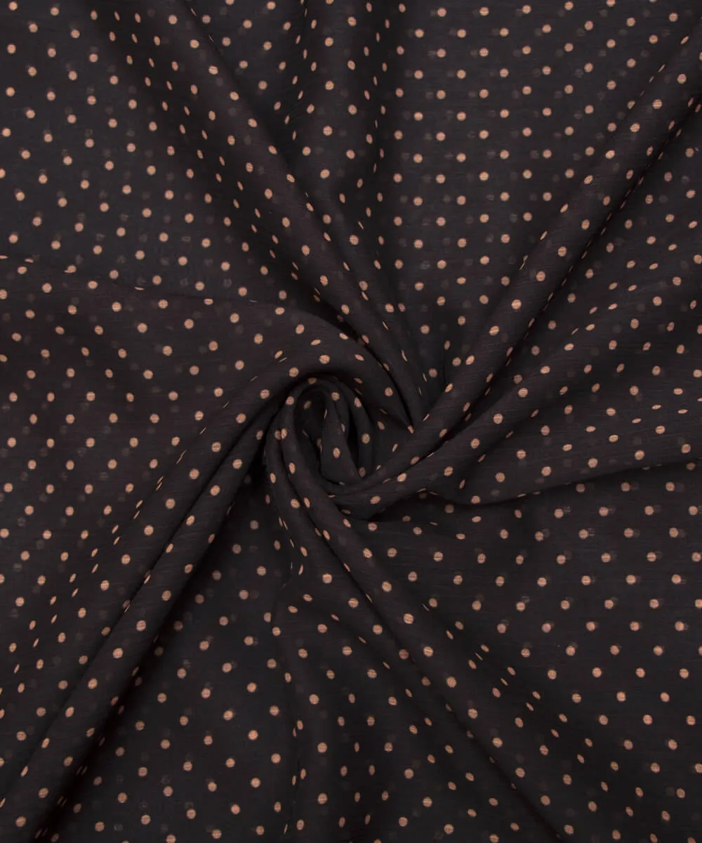 Black Colour Polka Print Chiffon Fabric