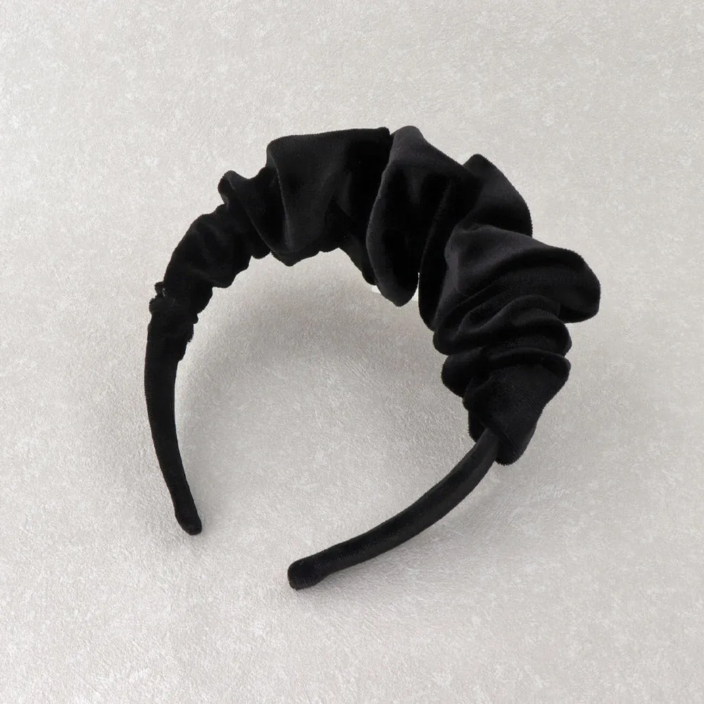 Black Ruffle Velvet Headband