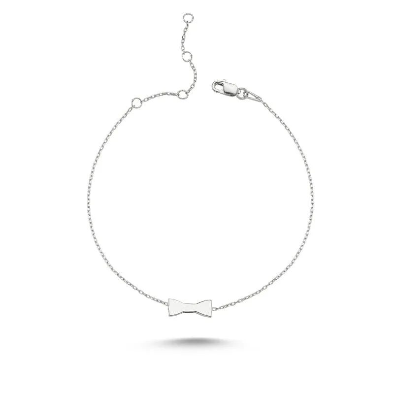Bow Tie Dainty Silver Chain Bracelet