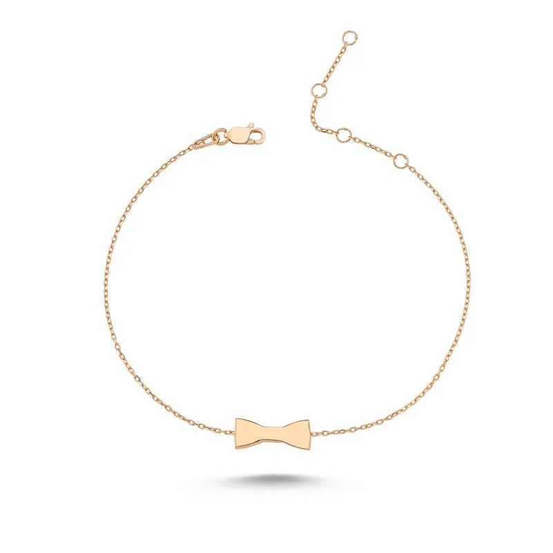 Bow Tie Dainty Silver Chain Bracelet