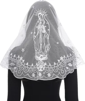Bozidol Veils for Women Church Catholic, D Shaped Our Lady of Guadalupe Lace Mantilla Chapel Veil Latin Mass Head Coverings