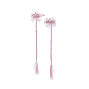 Braided Faux Hair Glitter Crown Hair Pin
