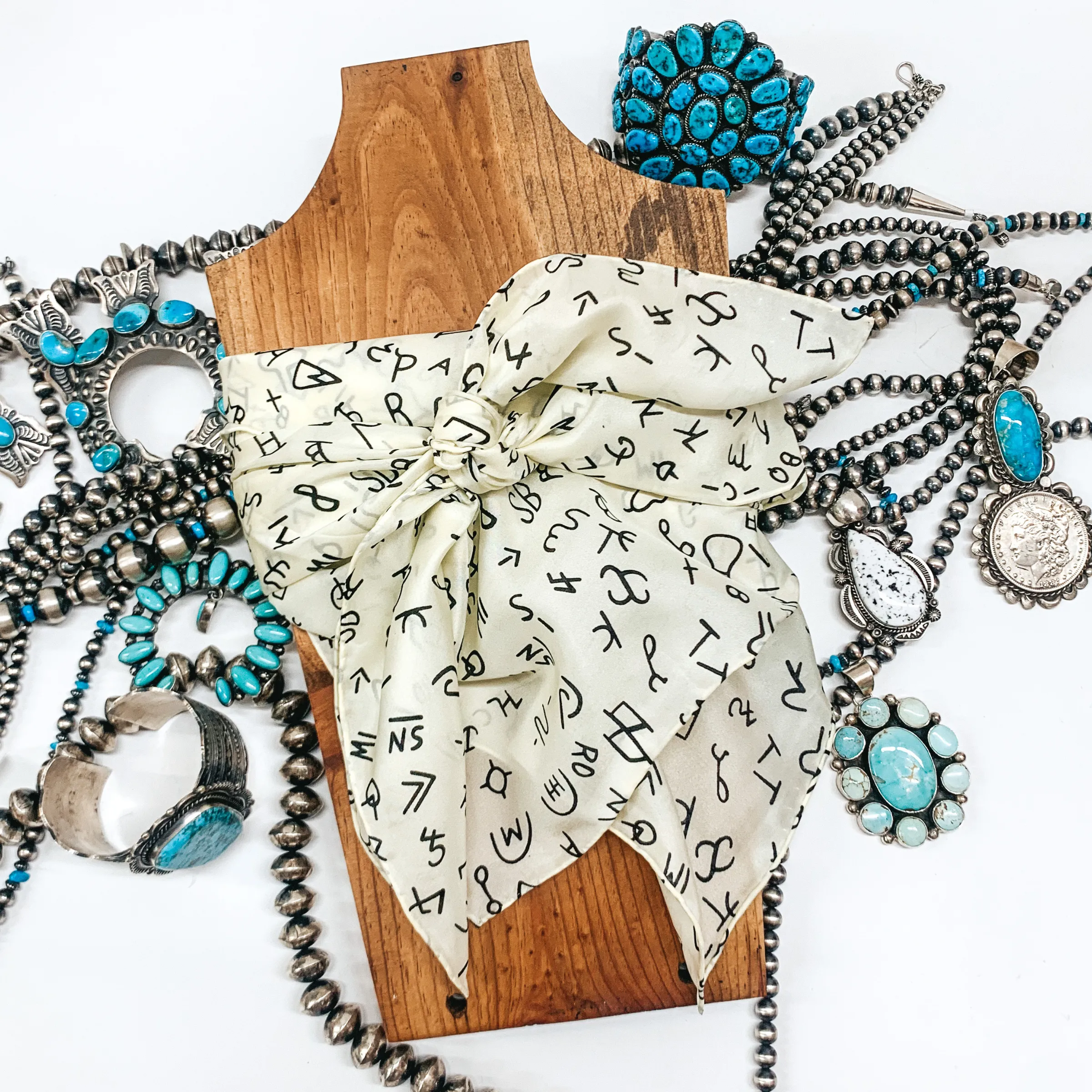 Branded Silk Wild Rag in Ivory