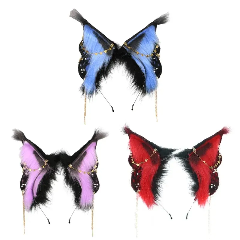 CatEar Hair Hoop Faux Fur Headband CatEar Headband Animal Hair Hoop LolitaHeadband Plush Headband With Ears Headdress
