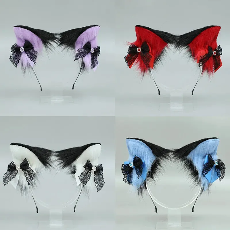 CatEar Hair Hoop Faux Fur Headband CatEar Headband Animal Hair Hoop LolitaHeadband Plush Headband With Ears Headdress
