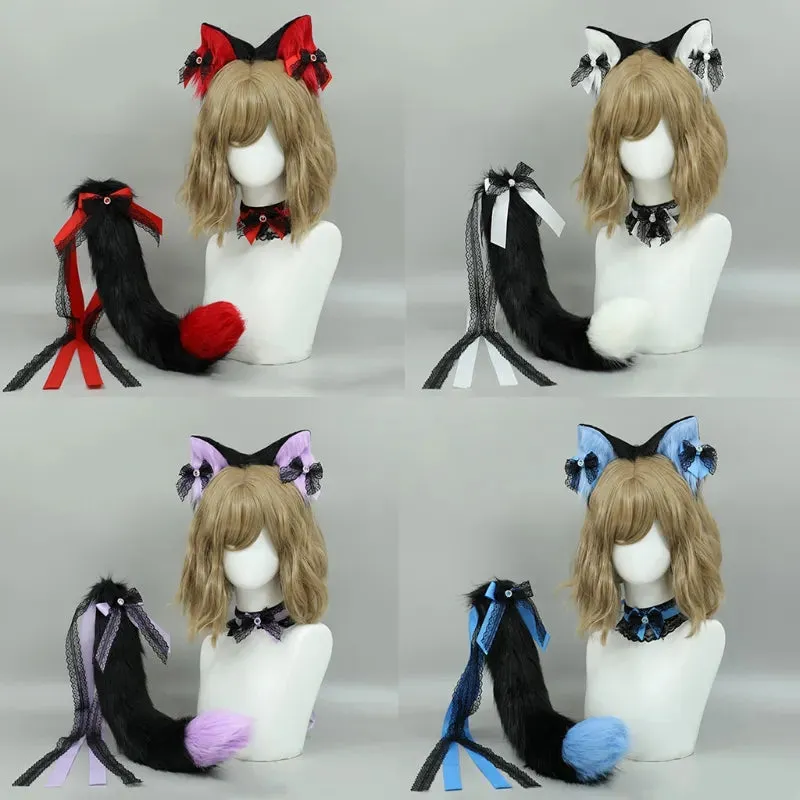 CatEar Hair Hoop Faux Fur Headband CatEar Headband Animal Hair Hoop LolitaHeadband Plush Headband With Ears Headdress