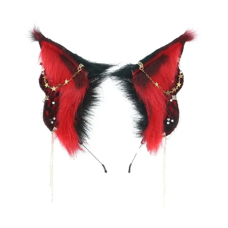 CatEar Hair Hoop Faux Fur Headband CatEar Headband Animal Hair Hoop LolitaHeadband Plush Headband With Ears Headdress