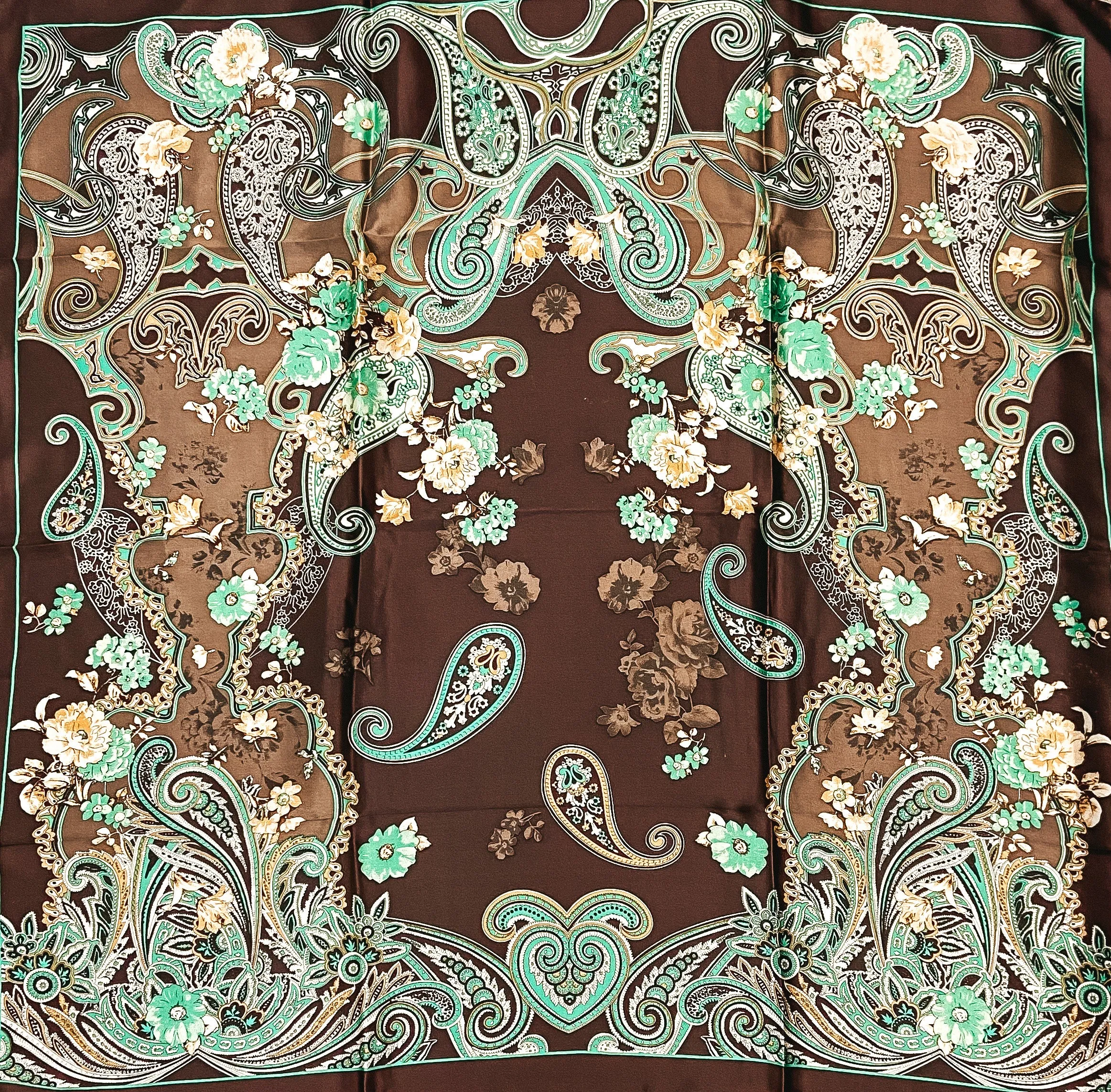 Charmeuse Silk Wild Rag in Hickory and Mint