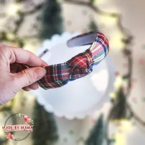 Christmas Tartan Top Knot Headband