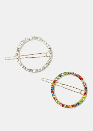 Circled Rhinestone Hair Pins