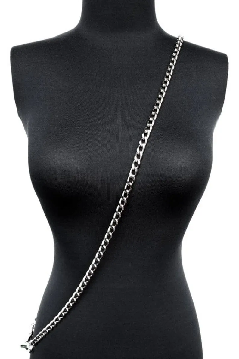Classic Curb Chain with Diamond Cut Accents, Silver-tone Finish - 3/8 inch (9mm) Wide Luxury Chain Strap - Handle to Crossbody Lengths