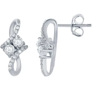 Classic Women's Earrings - Sterling Silver Us2gether CZ Post Back Closure | D-6106