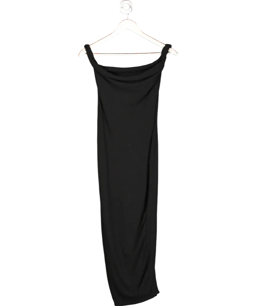 Club L Salome Black Twisted Asymmetric Midi Dress UK 4
