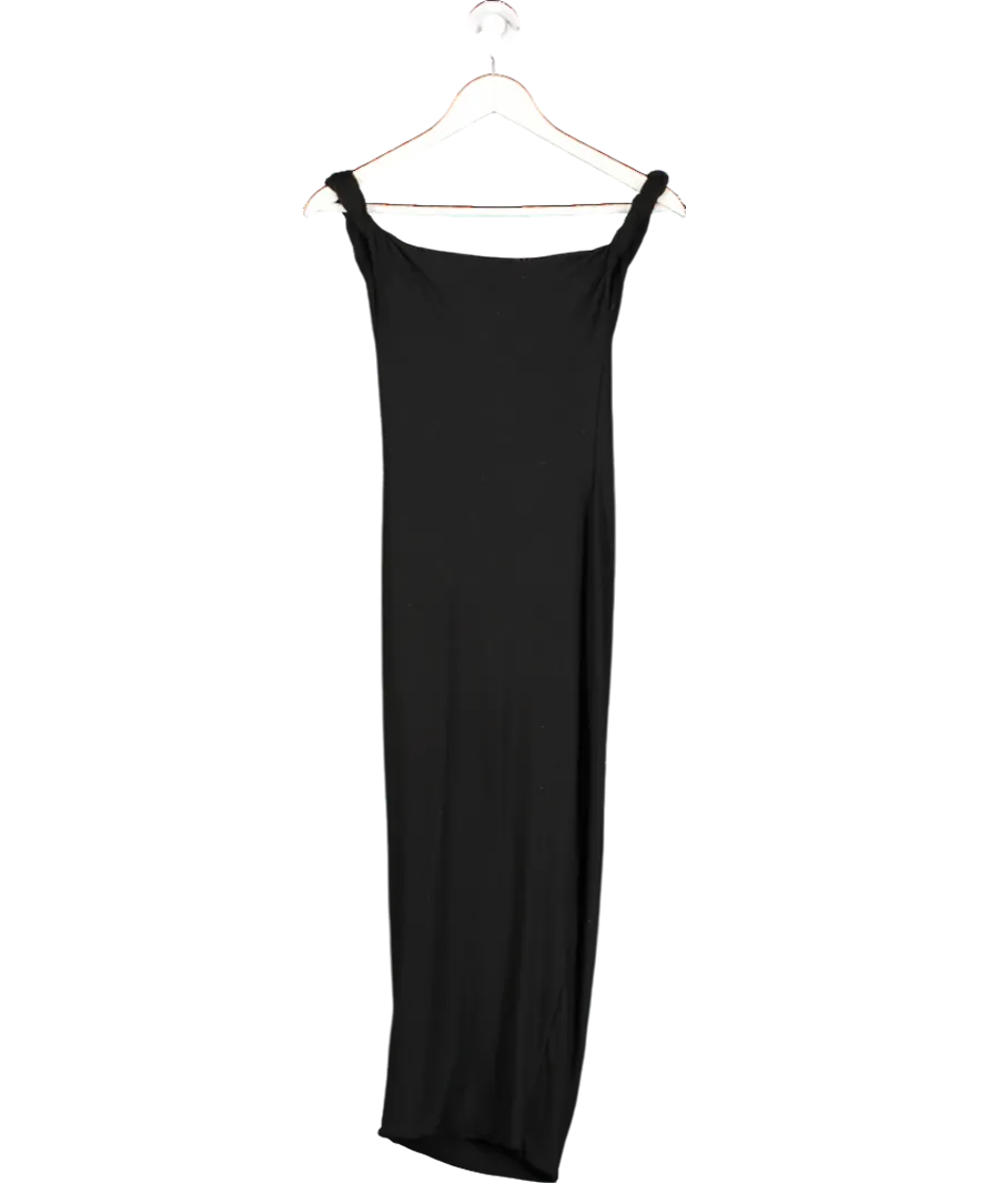 Club L Salome Black Twisted Asymmetric Midi Dress UK 4