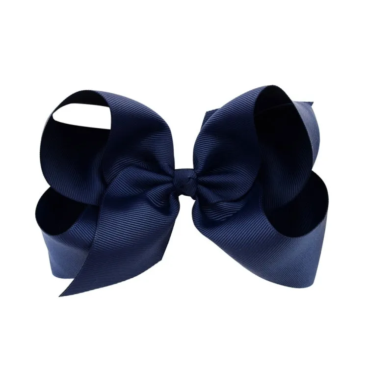 Colorful 6-Inch Grosgrain Ribbon Hair Bow Clips for Girls - Set of 5