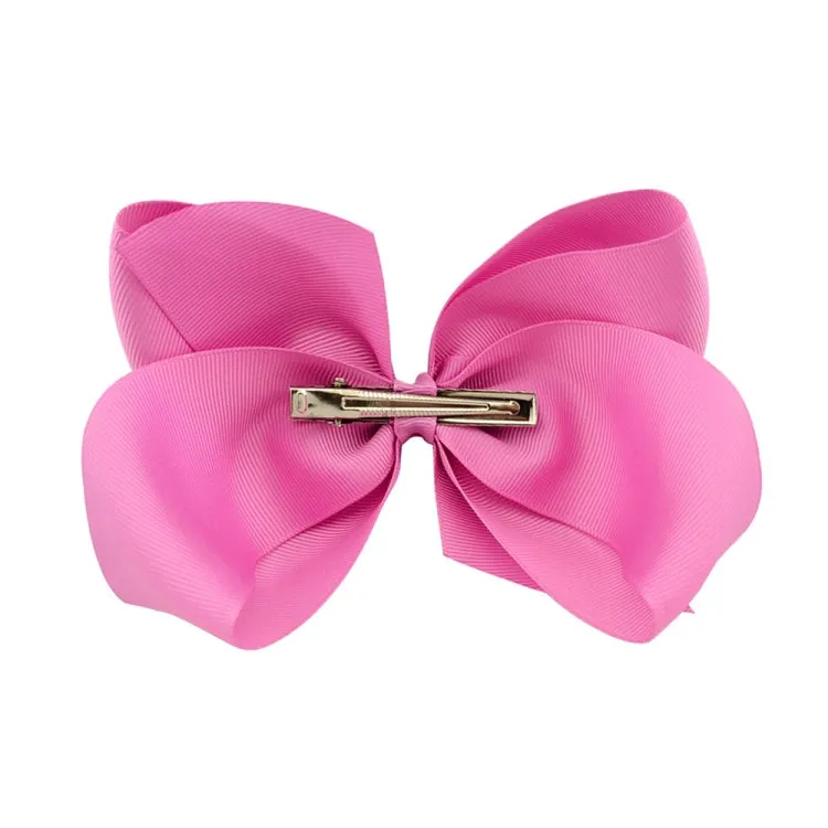 Colorful 6-Inch Grosgrain Ribbon Hair Bow Clips for Girls - Set of 5