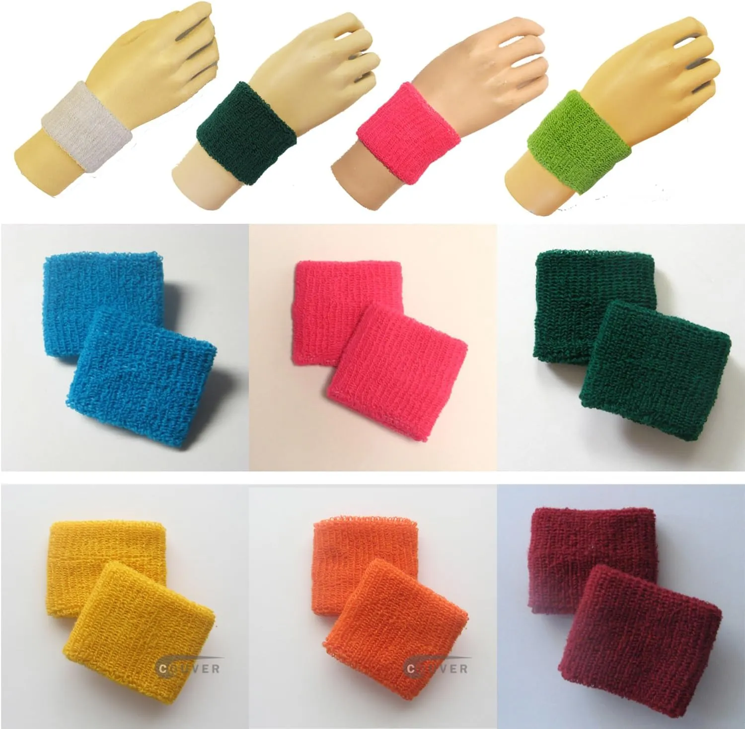 Couver Unisex Youth Kids Cotton Terry Wrist Bands/Wristbands for Event use (1 Pair)