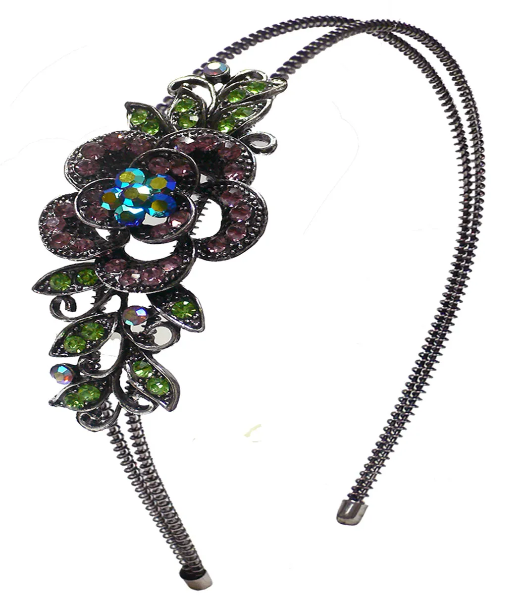 Crystal Flower Headband Resilient Metal Wire Hairband Headband U86121-0119