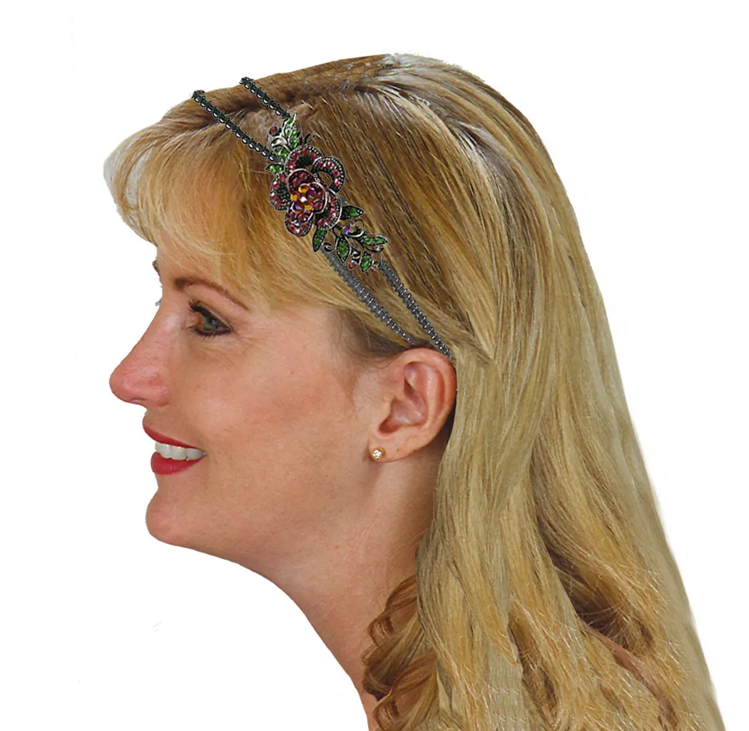 Crystal Flower Headband Resilient Metal Wire Hairband Headband U86121-0119