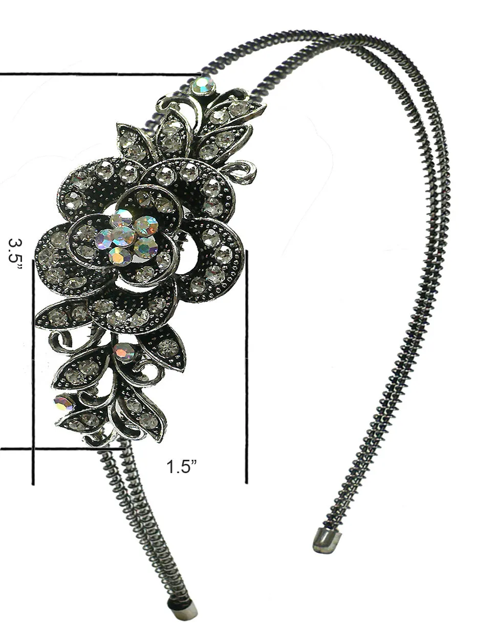 Crystal Flower Headband Resilient Metal Wire Hairband Headband U86121-0119
