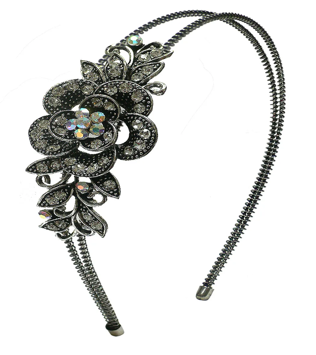 Crystal Flower Headband Resilient Metal Wire Hairband Headband U86121-0119
