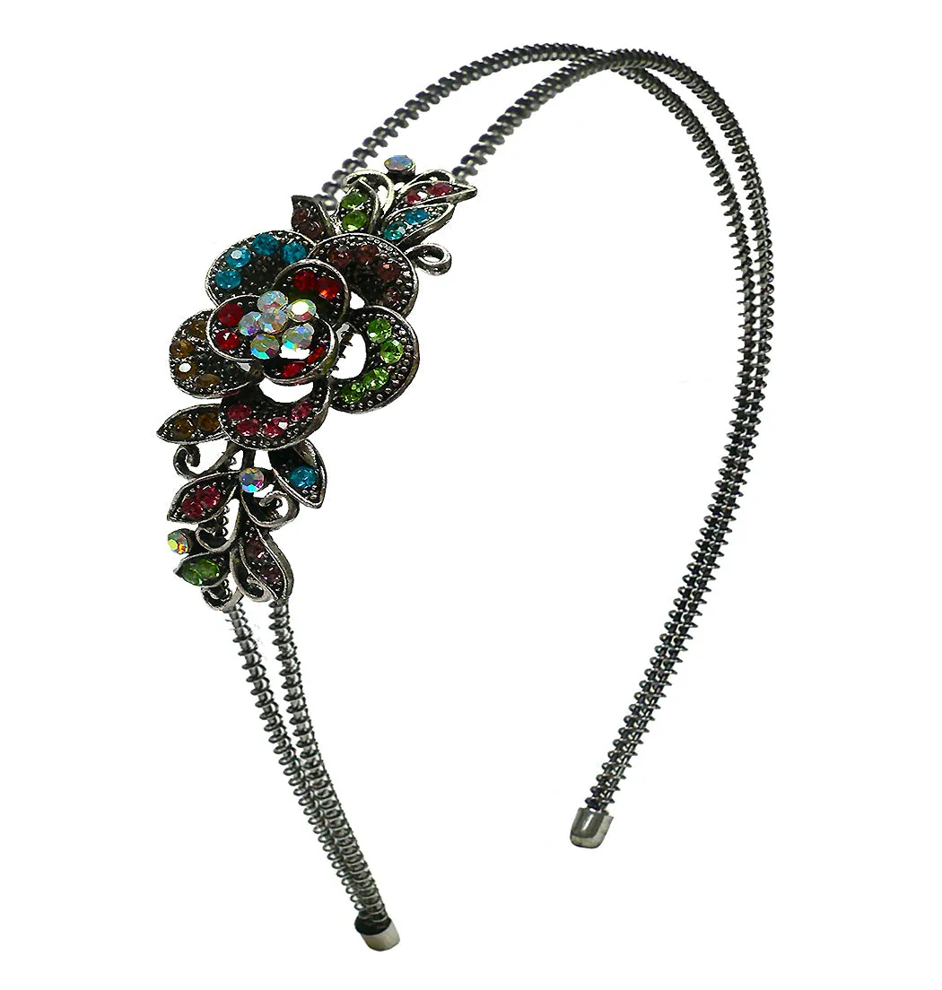 Crystal Flower Headband Resilient Metal Wire Hairband Headband U86121-0119