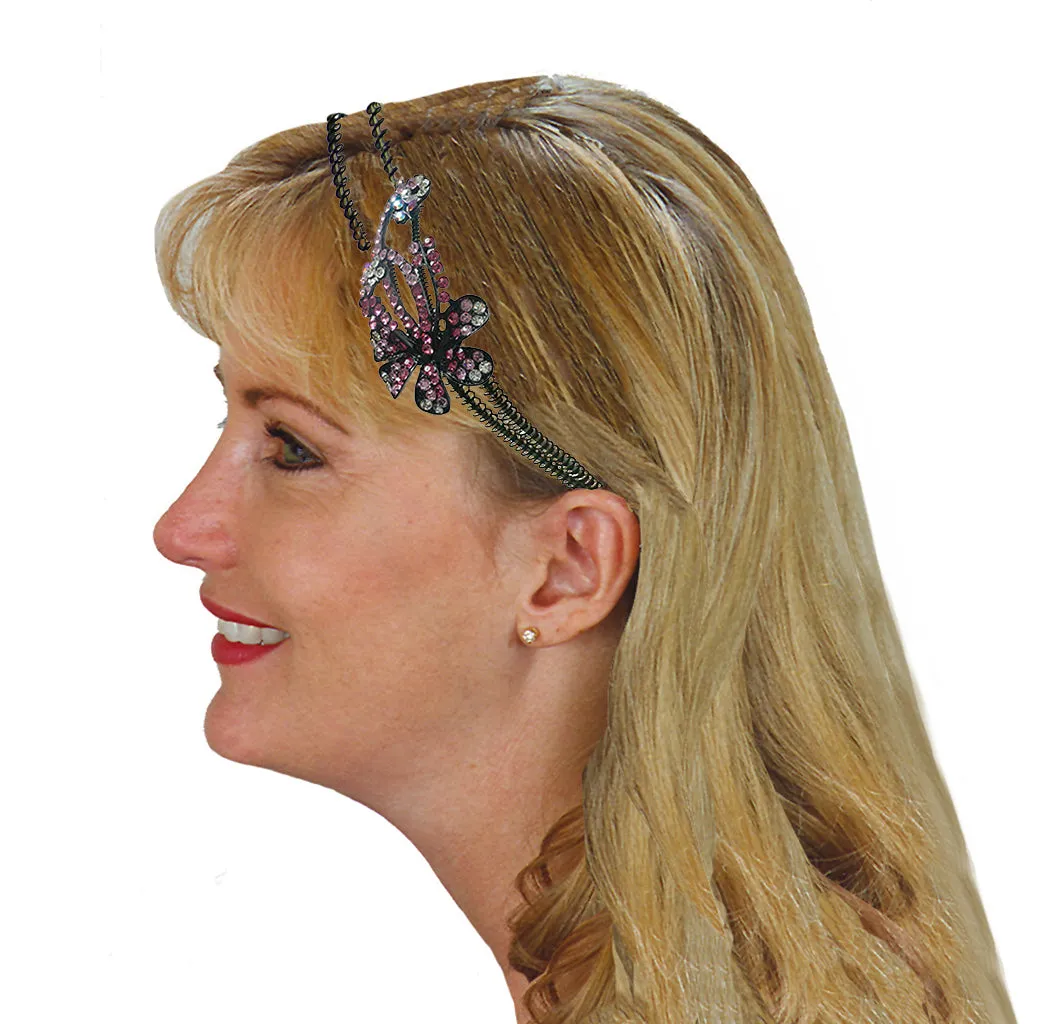 Crystal Flower Headband Resilient Metal Wire Hairbands U86121-0057