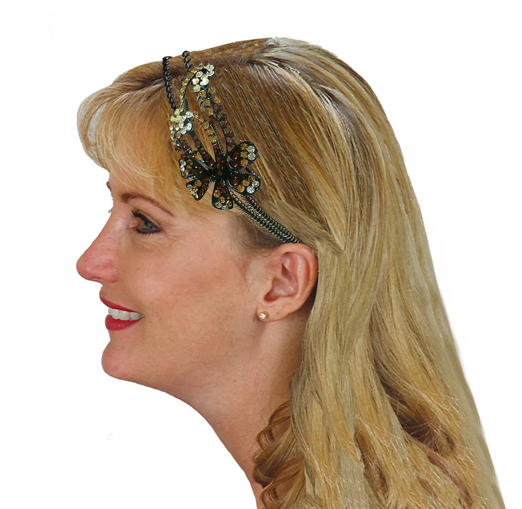 Crystal Flower Headband Resilient Metal Wire Hairbands U86121-0057