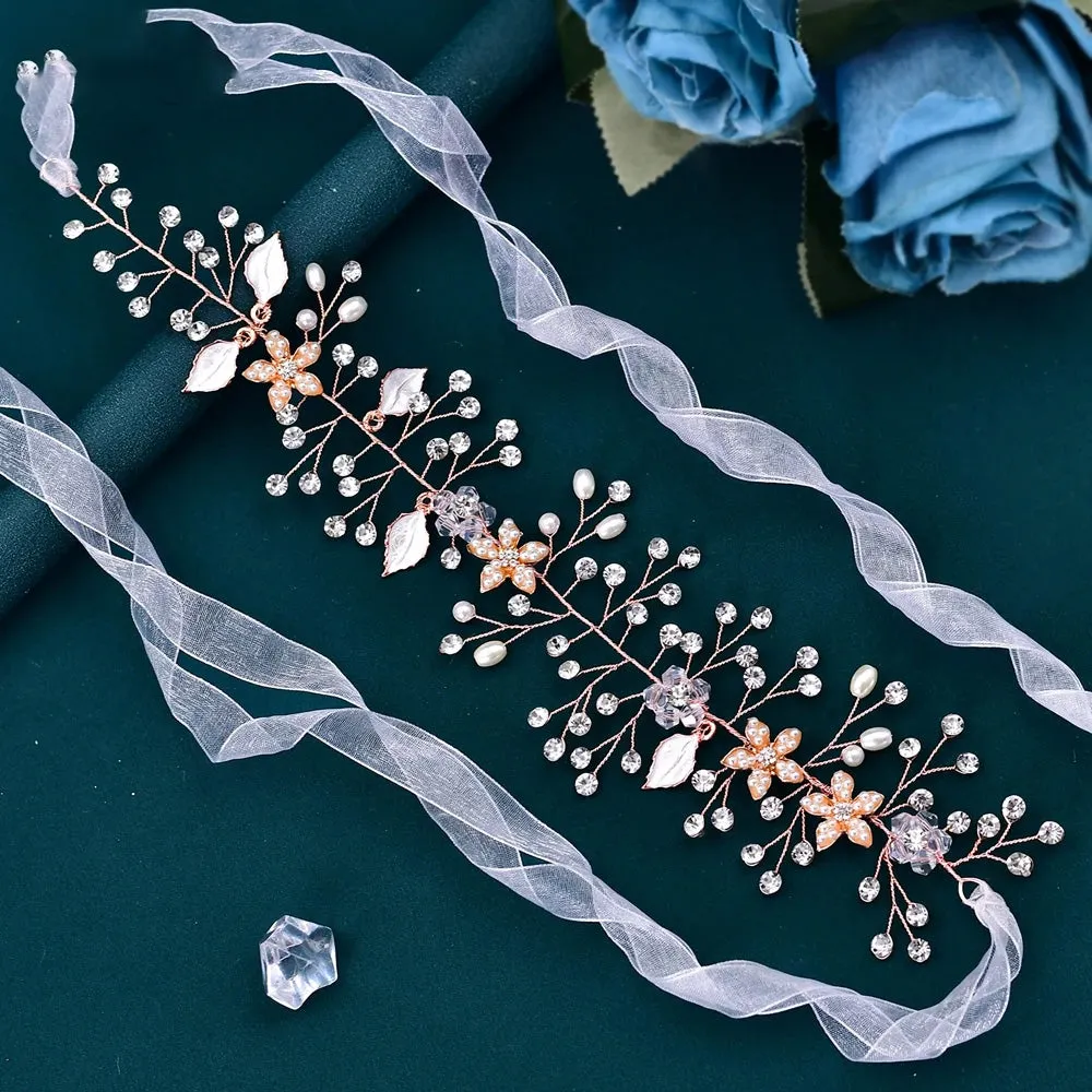 Crystal Leaf Bridal Forehead Headband