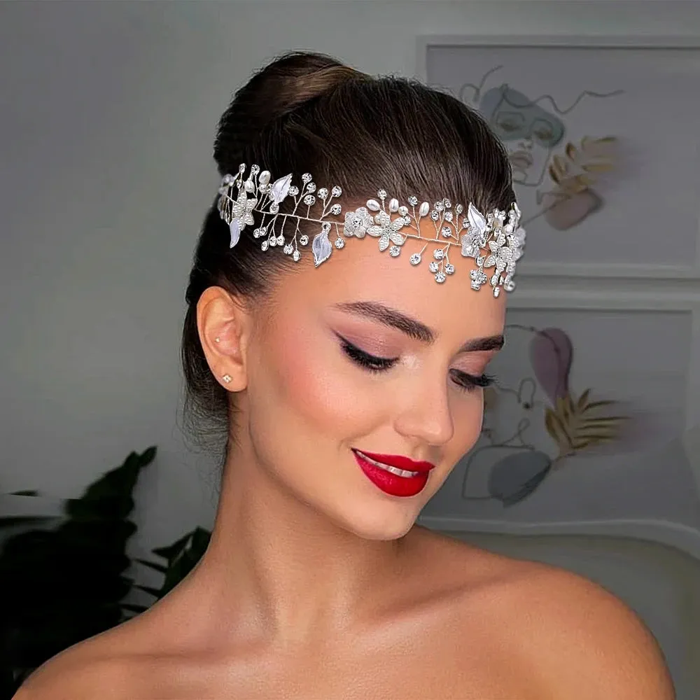 Crystal Leaf Bridal Forehead Headband