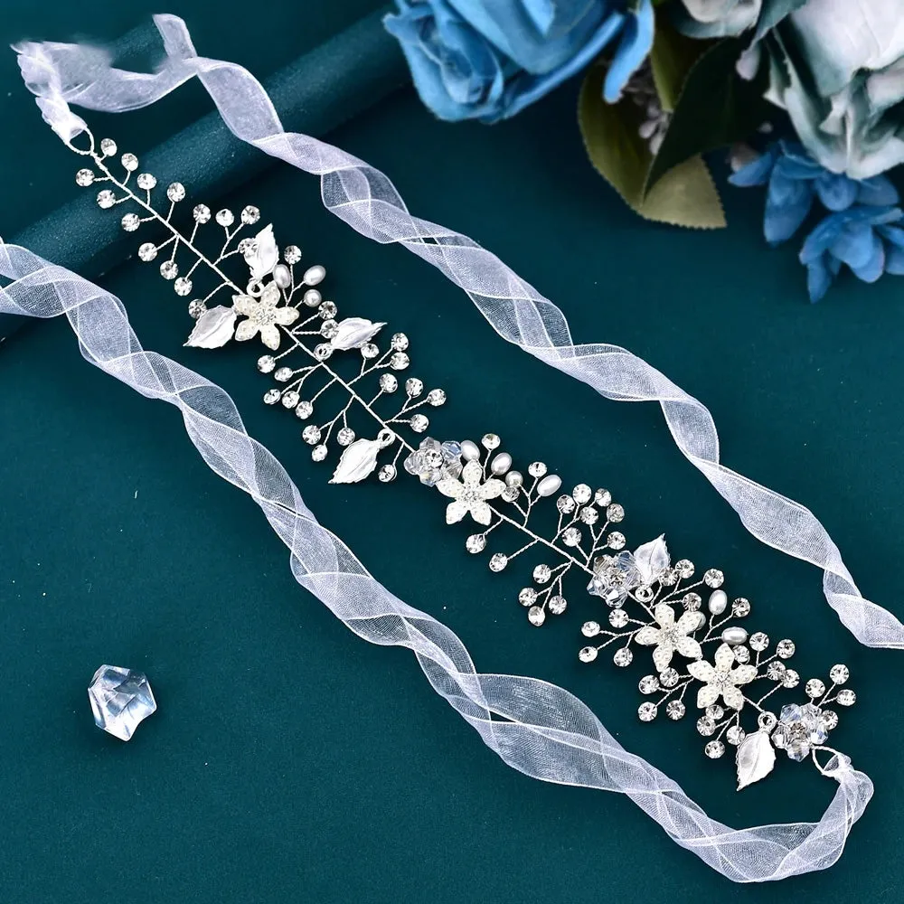 Crystal Leaf Bridal Forehead Headband