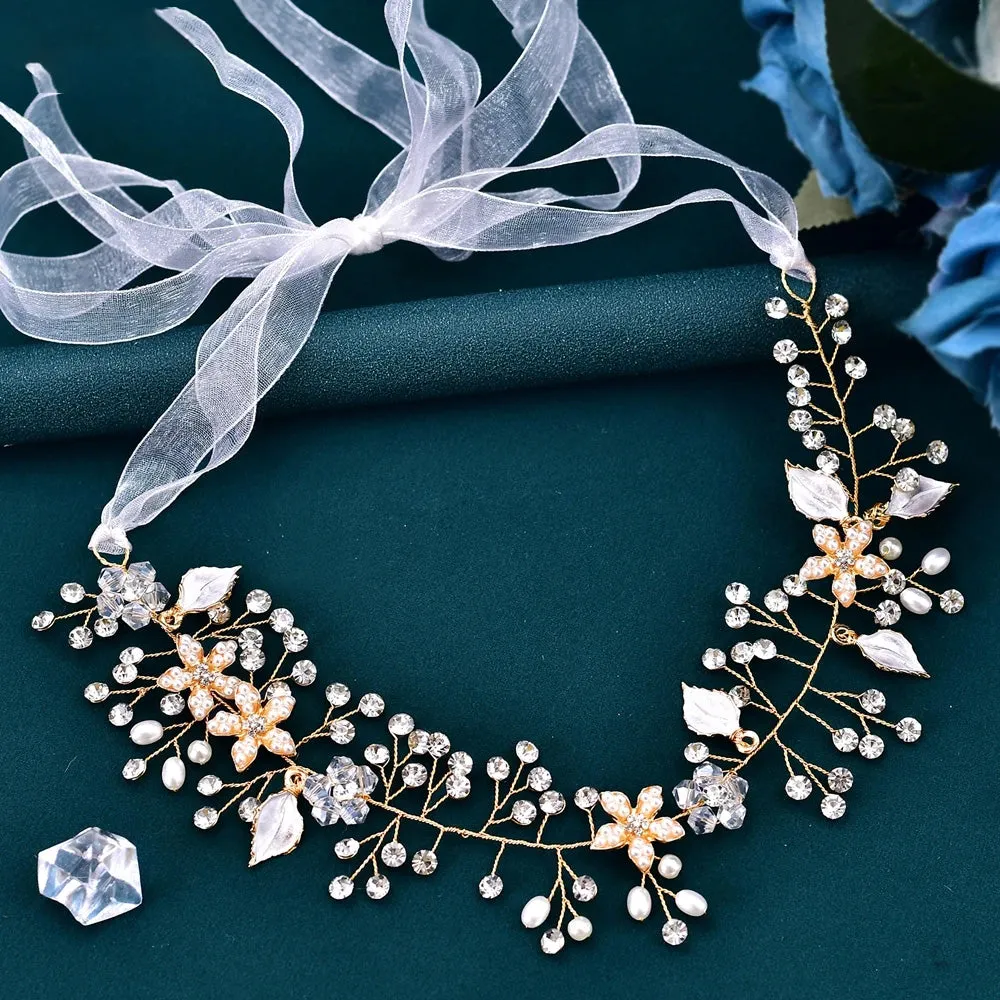 Crystal Leaf Bridal Forehead Headband