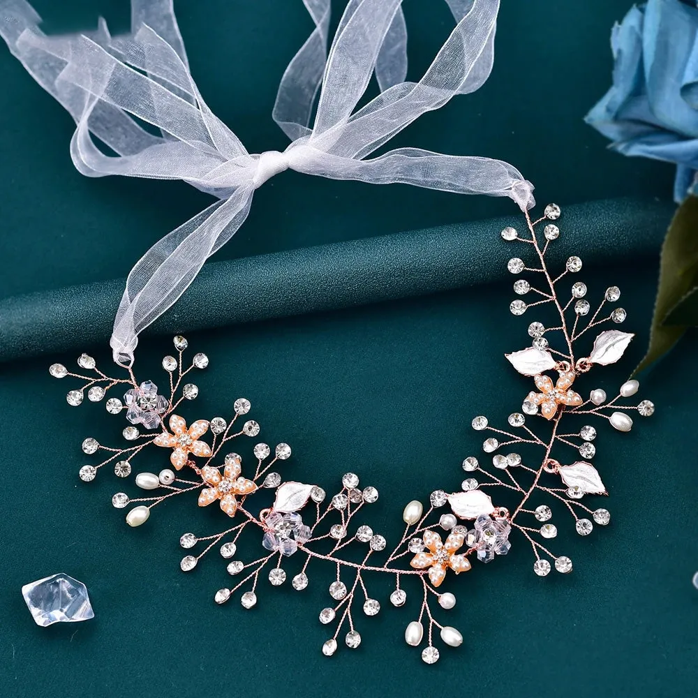 Crystal Leaf Bridal Forehead Headband