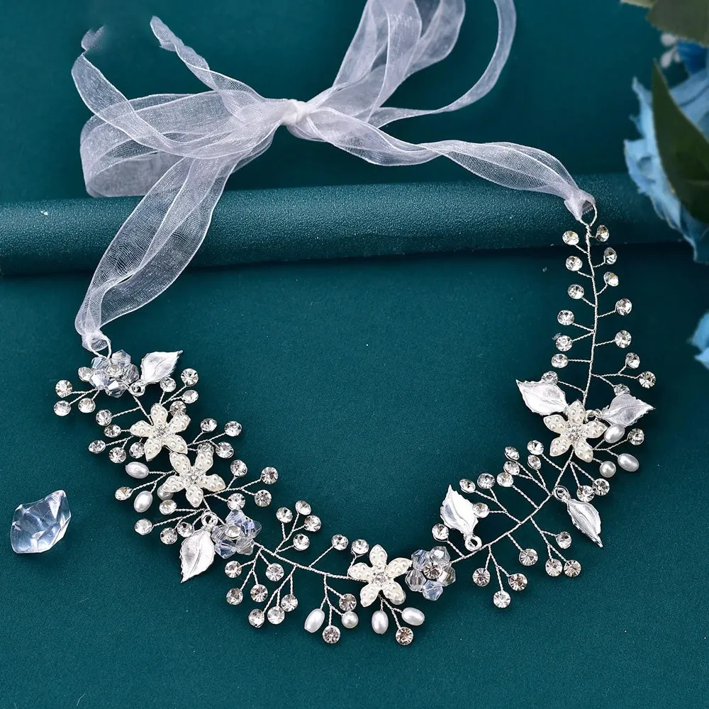 Crystal Leaf Bridal Forehead Headband