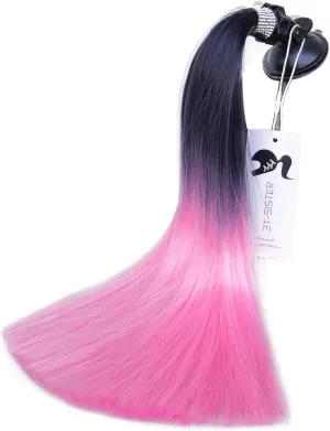 Crystal Pigtails 14inch for Helmet Ponytail Decoration for Motorcycle Bicycle Ski Helmet Accessories Reusable Suction Cup Reusable Design Many Colors (Helmet not Included)