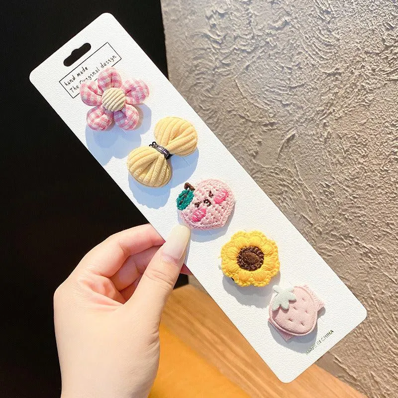 Cute cloth bag headdress fine hair broken hair clip suitable for infants and young children cute shape cute hair accessories styling design a variety of hair clips