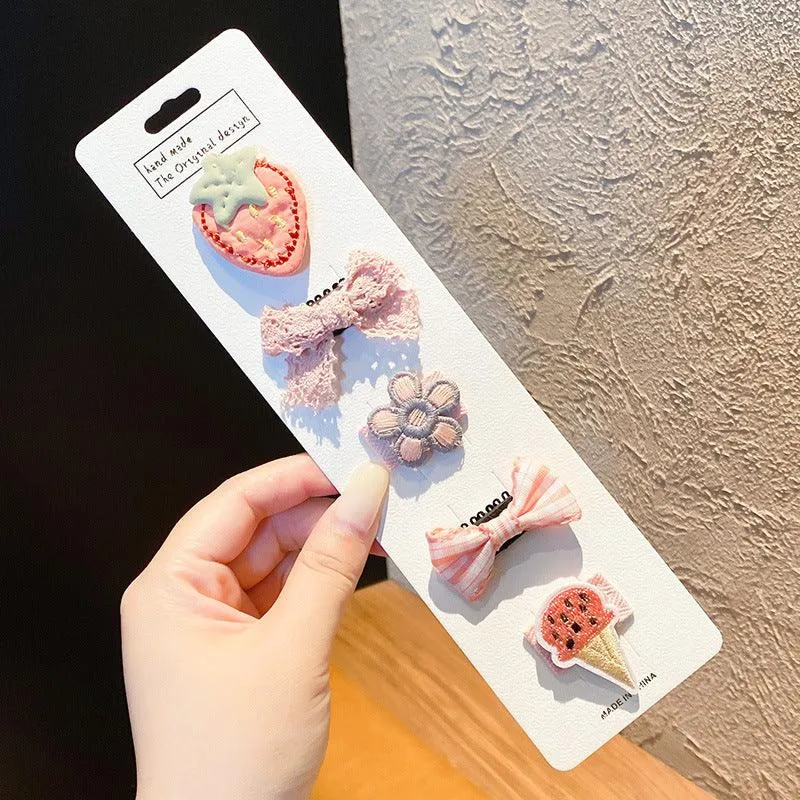 Cute cloth bag headdress fine hair broken hair clip suitable for infants and young children cute shape cute hair accessories styling design a variety of hair clips