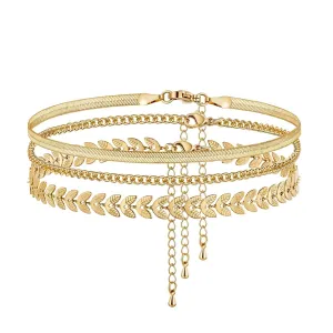 Dainty Cuban Fishbone Herringbone Anklet