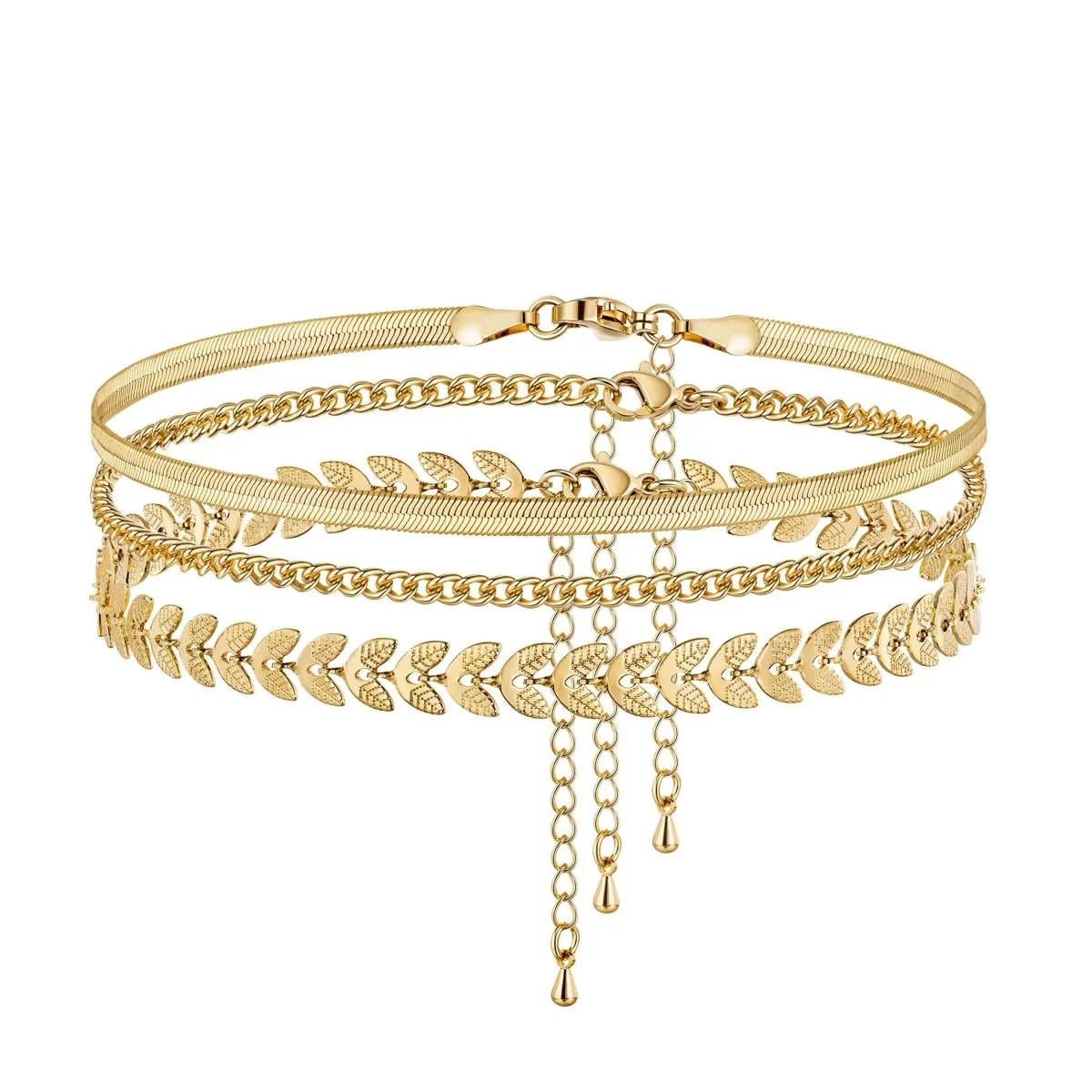 Dainty Cuban Fishbone Herringbone Anklet