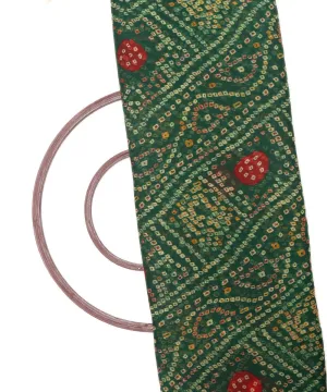 Dark Green Colour Bandhani Print Chiffon Fabric