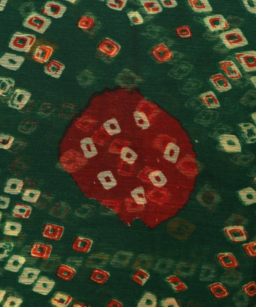 Dark Green Colour Bandhani Print Chiffon Fabric